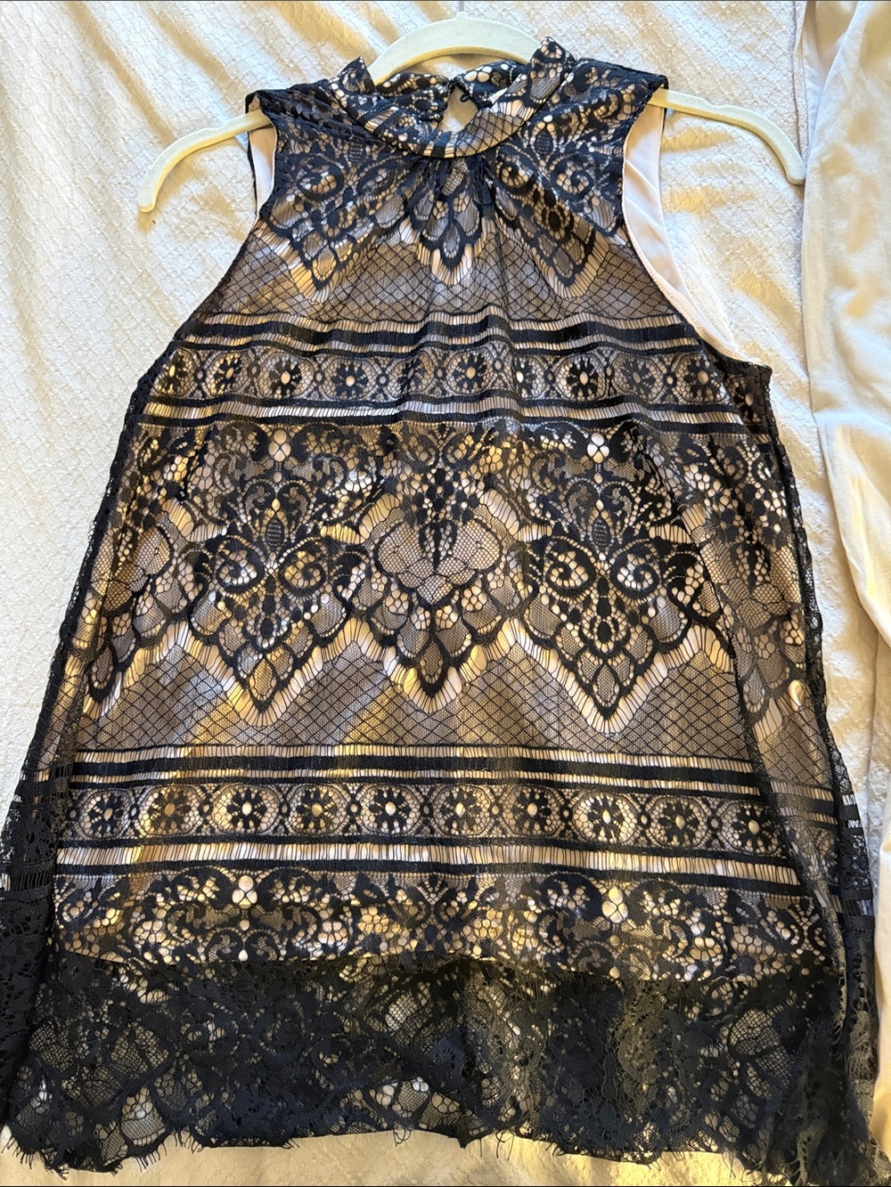 Sleeveless Black Lace Overlay Women's top